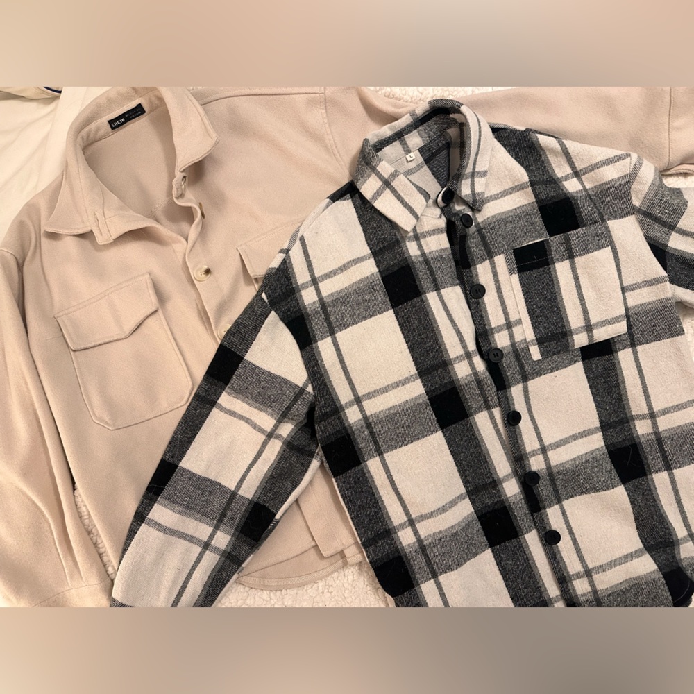 Set of 2 Shackets || black Plaid || Beige Sz. L